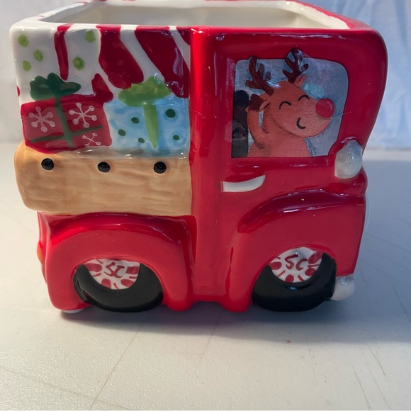 Red Santa and Reindeer Ceramic Planter NEW with box can ship ASAP Best offer - Picture 2 of 10